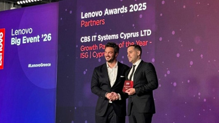Η CBS IT Systems Cyprus βραβεύτηκε από τη Lenovo ως Growth Partner of the Year – ISG, Cyprus